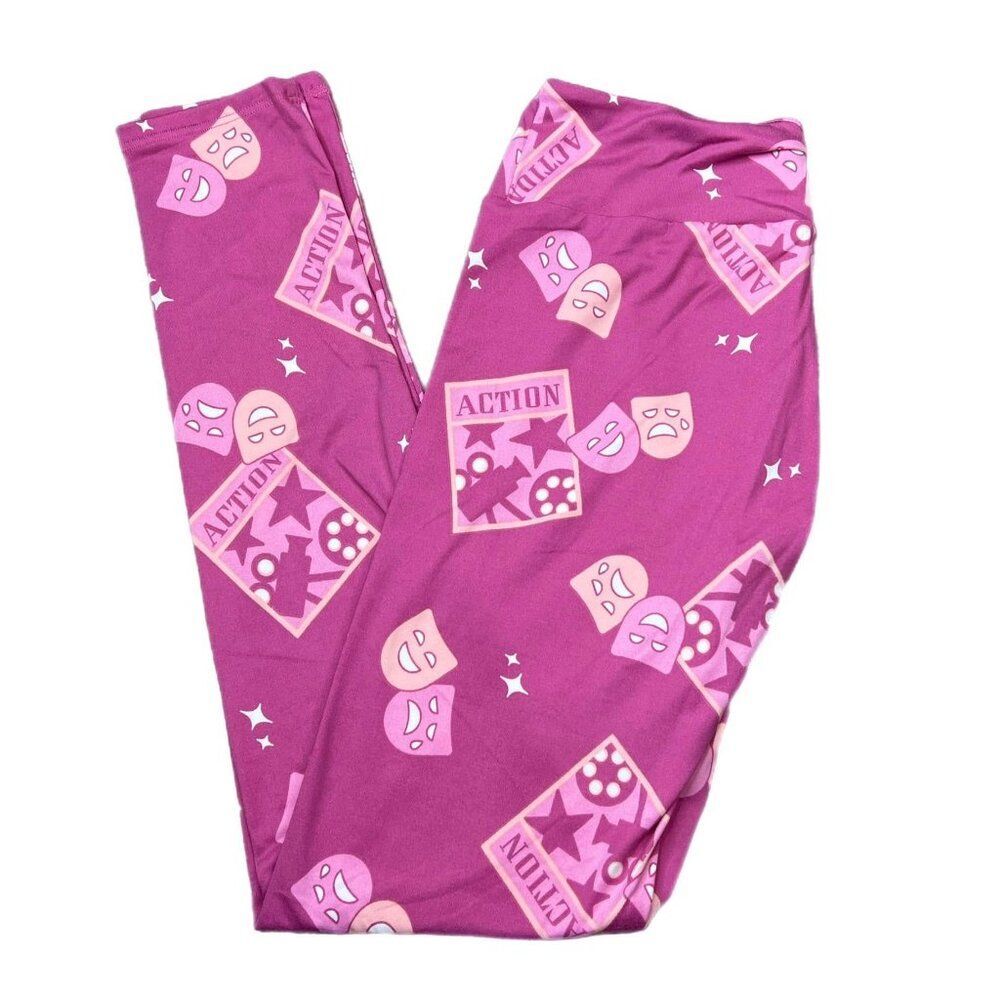 NEW KIDS L/XL LuLaRoe Theater Acting Action Leggings Comfort Comfy White Pink